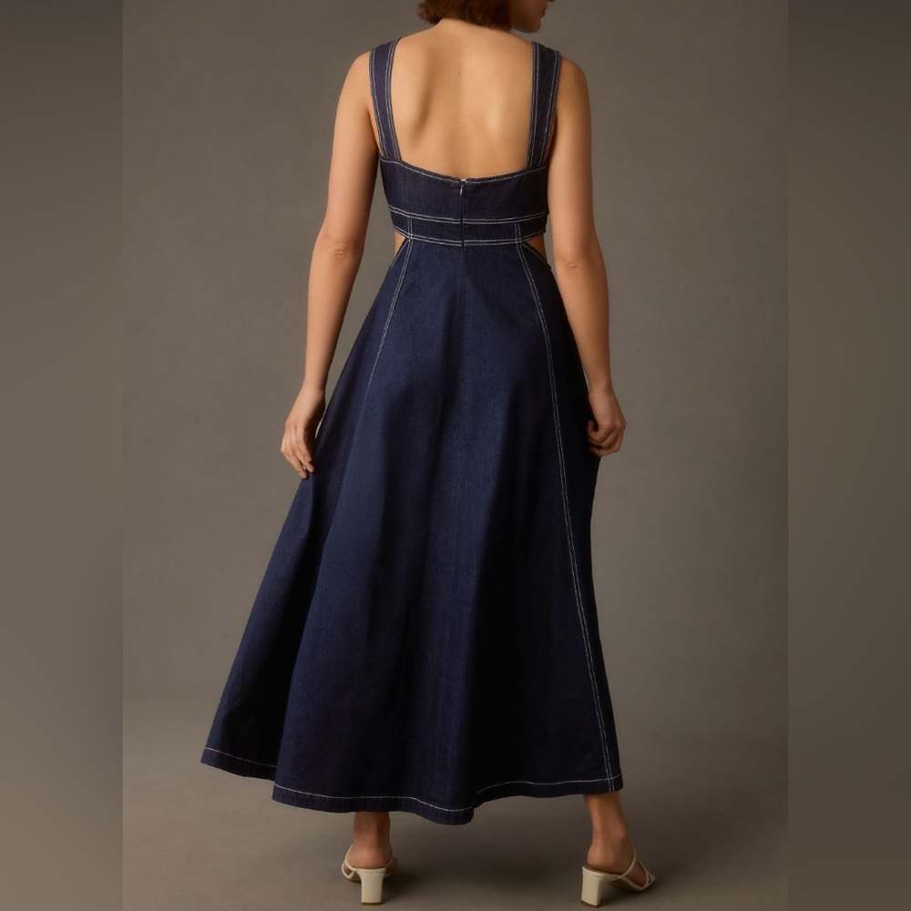 {NWT} Anthropologie Elegant Navy Blue Denim Dress - Picture 2 of 3